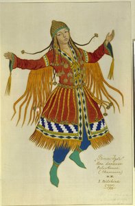 Eine schamanische Tänzerin der Polowzer von Ivan Yakovlevich Bilibin