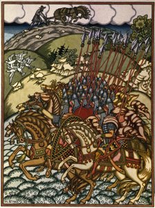 Volga Sviatoslavich und Mikula Selyaninovich von Ivan Yakovlevich Bilibin
