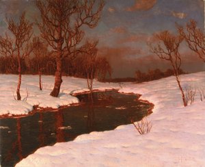 Sonnenuntergang an einem verschneiten Fluss von Ivan Fedorovich Choultse