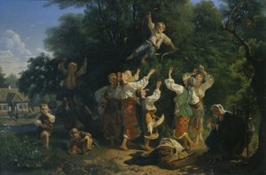 Kirschernte im Obstgarten eines Gutsbesitzers in der Ukraine