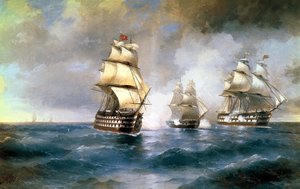 Brigg Mercury von zwei türkischen Schiffen angegriffen am 14. Mai 1829, 1892 von Ivan Konstantinovich Aivazovsky