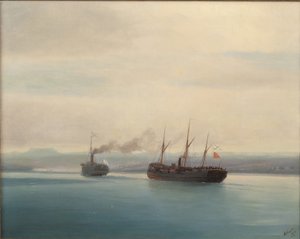 Eroberung des türkischen Truppenschiffs Mersina durch den Dampfer Russland am 13. Dezember 1877, 1877 von Ivan Konstantinovich Aivazovsky