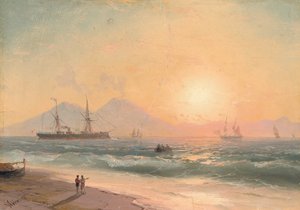 Schiffe bei Sonnenuntergang beobachten von Ivan Konstantinovich Aivazovsky