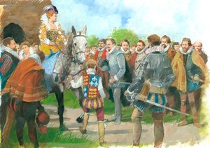 Elizabeth I. wird auf Schloss Kenilworth begrüßt, 1570er, ca. 1990-2010 von Ivan Lapper