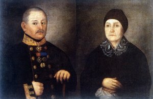 Porträt von Major Kroupianov und seiner Frau von Ivan Vasilievich Tarkhanov