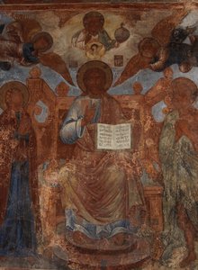 Fresko in der Kathedrale Unserer Lieben Frau vom Zeichen, Nowgorod, frühes 18. Jahrhundert von Ivan Yakovlevich Bakhmatov