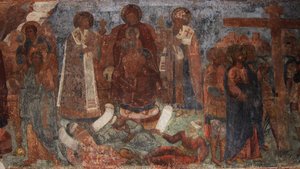 Fresko in der Kathedrale Unserer Lieben Frau vom Zeichen, Nowgorod, frühes 18. Jahrhundert von Ivan Yakovlevich Bakhmatov