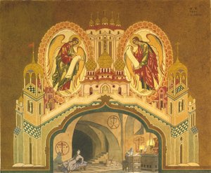 Chudov-Kloster. Bühnenbild für die Oper Boris Godunov von M. Mussorgsky, 1930