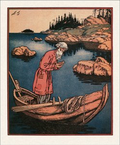 Illustration zu Die Geschichte vom Fischer und dem Fisch, 1933 von Ivan Yakovlevich Bilibin