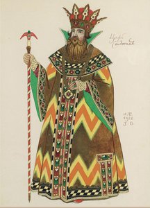 Zar Saltan. Kostümentwurf für die Oper Das Märchen vom Zaren Saltan von N. Rimski-Korsakow, 1928 von Ivan Yakovlevich Bilibin