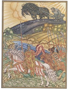Volga Svyatoslavich und Mikula Selyaninovich, 1940 von Ivan Yakovlevich Bilibin