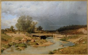 Landschaft mit Holzbrücke von Ivan Ivanovich Shishkin
