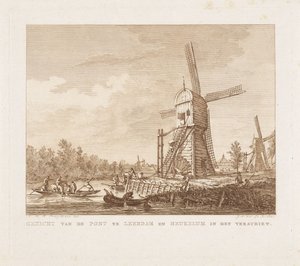 Ansicht der Brücke in Leerdam und Heukelum im Hintergrund