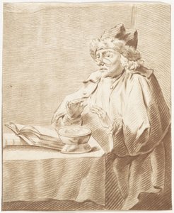 Porträt von Jurraan Buttner bei einem Kohlenbecken von Izaak Jansz. de Wit