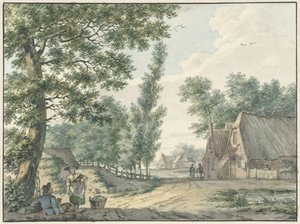 Landschaft mit zwei Personen unter einem Baum von Izaak Schmidt