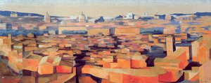 Rom, Blick von der Spanischen Akademie auf den Gianicolo, Dämmerung, 1968 von Izabella Godlewska de Aranda