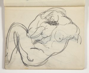 Liegende nackte Figur; möglicherweise Studie nach klassischer Skulptur von J.A. Jerichau