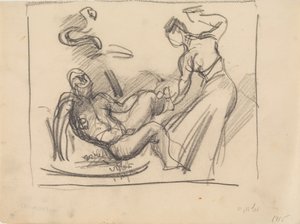 Skizze zum Gemälde Loke und Sigyn von J.A. Jerichau