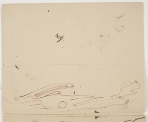 Südfranzösische Berglandschaft mit Vegetation im Vordergrund (obere Hälfte einer doppelseitigen Skizze) von J.A. Jerichau