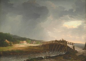 Die Brücke über den Tryggevælde-Fluss mit Blick auf Køge, Seeland von Johan Christian Dahl