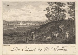 Landschaft mit Wagen nach dem Gemälde im Kabinett von Herrn Poullain, 1780