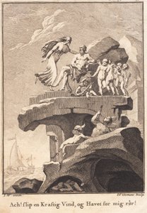 Neid bei Äolus, der auf einem Felsen sitzt