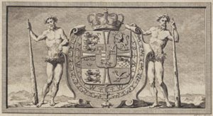 Das dänische Wappen mit wilden Männern als Schildhalter