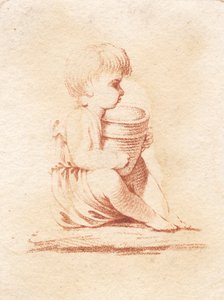 Ein kleiner sitzender Junge von J.F. Clemens