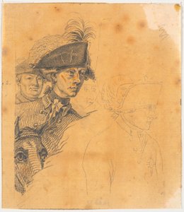 Vorarbeit zum Stich: Friedrich der Große reitet nach einer Parade in Potsdam nach Hause von J.F. Clemens