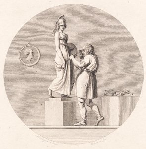Sergel arbeitet in seinem Atelier von J.F. Clemens