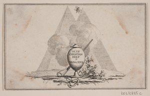 Vignette mit Vase und Inschrift von J.F. Clemens