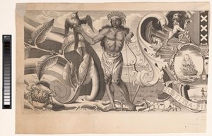 Deel van de rand van een kaart van Suriname (linkerdeel) von J.G. de la Croix