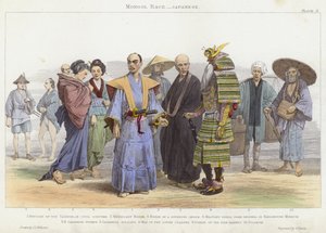 Mongolische Rasse, Japaner (farbige Gravur)