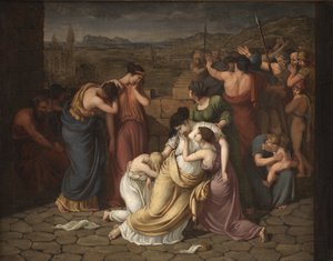 Andromache in Verzweiflung beim Anblick von Hektors Leiche