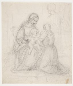 Sitzende Madonna mit Kind und kniender Frau von J.L. Lund