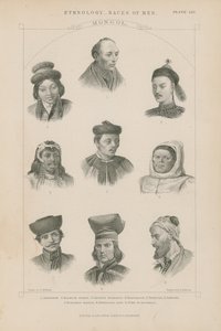 Neun Gesichter verschiedener mongolischer Rassen von J.L. Williams