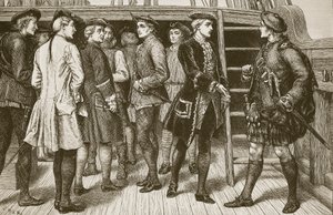 Der junge Prätendent und die Highland Chiefs an Bord der 