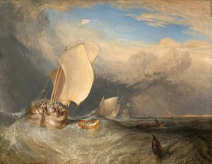Fischerboote mit Händlern, die um Fisch feilschen, 1837-38