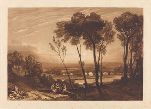 Die Brücke in der mittleren Entfernung, veröffentlicht 1808 von Joseph Mallord William Turner