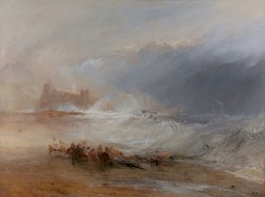 Bergungsarbeiter – Küste von Northumberland, mit einem Dampfschiff, das ein Schiff vor der Küste unterstützt, zwischen 1833 und von Joseph Mallord William Turner