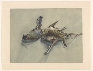 Stillleben mit drei toten Vögeln von J.N. Landré (signed by artist)
