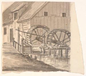 Mühlrad und Teil der Mühle von J.P. Møller