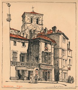Der Place du Murier mit dem Turm der Kirche St. Andre in Angouleme, Frankreich von JR Rowe