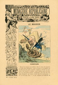 Menagerie Republicaine Humoristische Galerie der Hauptfiguren der Dritten Republik, Nummer 27, Satirique en Couleurs von J. (1847 1892) Blass