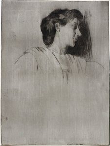 Studie eines Frauenkopfes im Profil von J. Alden Weir