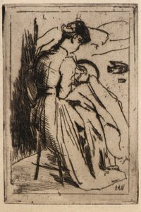 Frau beim Sticken von J. Alden Weir