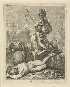 Achilles mit dem Leichnam von Hector hinter seinem Triumphwagen