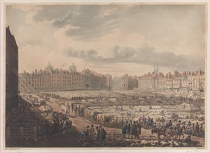 Vogelperspektive des Smithfield-Marktes, aufgenommen vom Bear & Ragged Staff, 1. Januar 1811