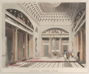 Die Halle Carlton House Microcosm of London, Platte 15, 1. April 1808 von J. Bluck