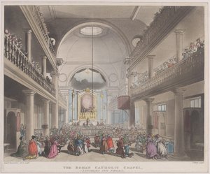 Die römisch-katholische Kapelle, Lincolns Inn Fields, 1. April 1808
